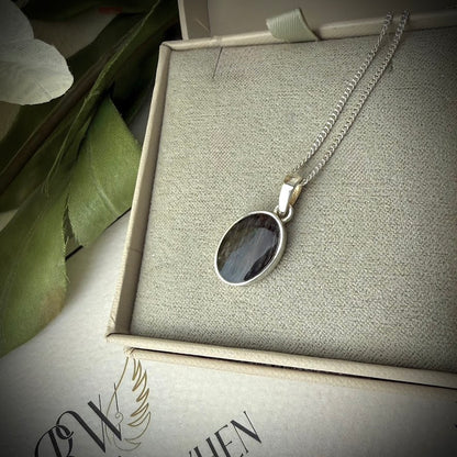 Sterling Silver Oval Memorial Pendant