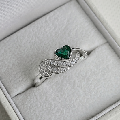 Sterling silver Crystal Wing Heart Memorial Ring