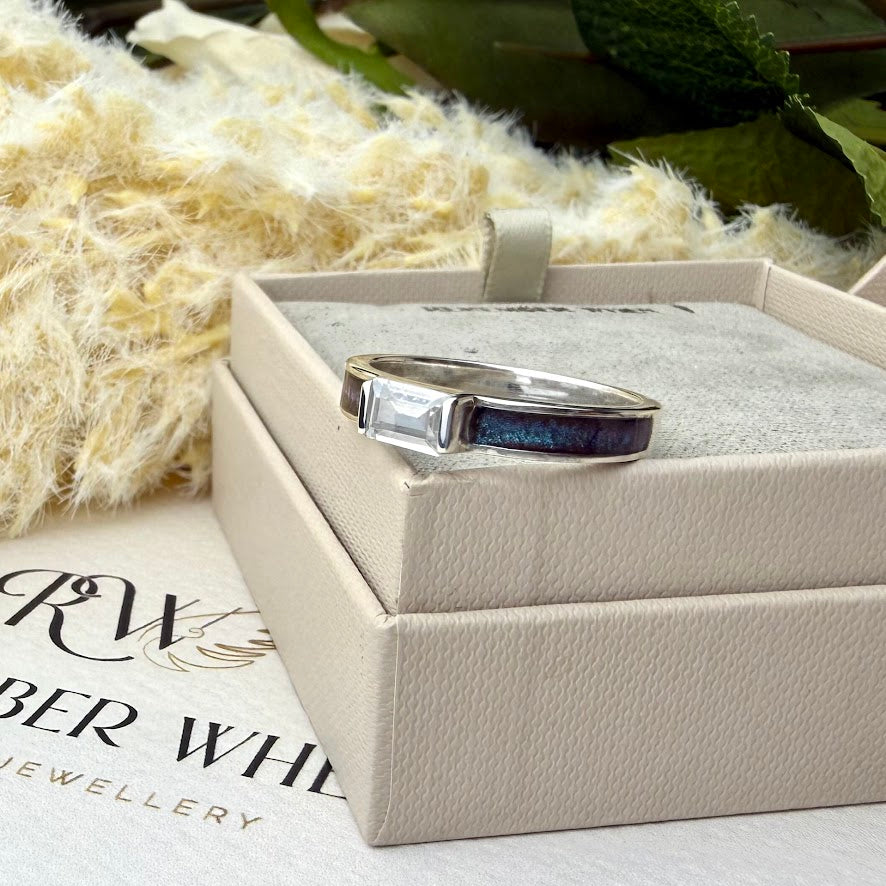 Sterling Silver Baguette Memorial Ring