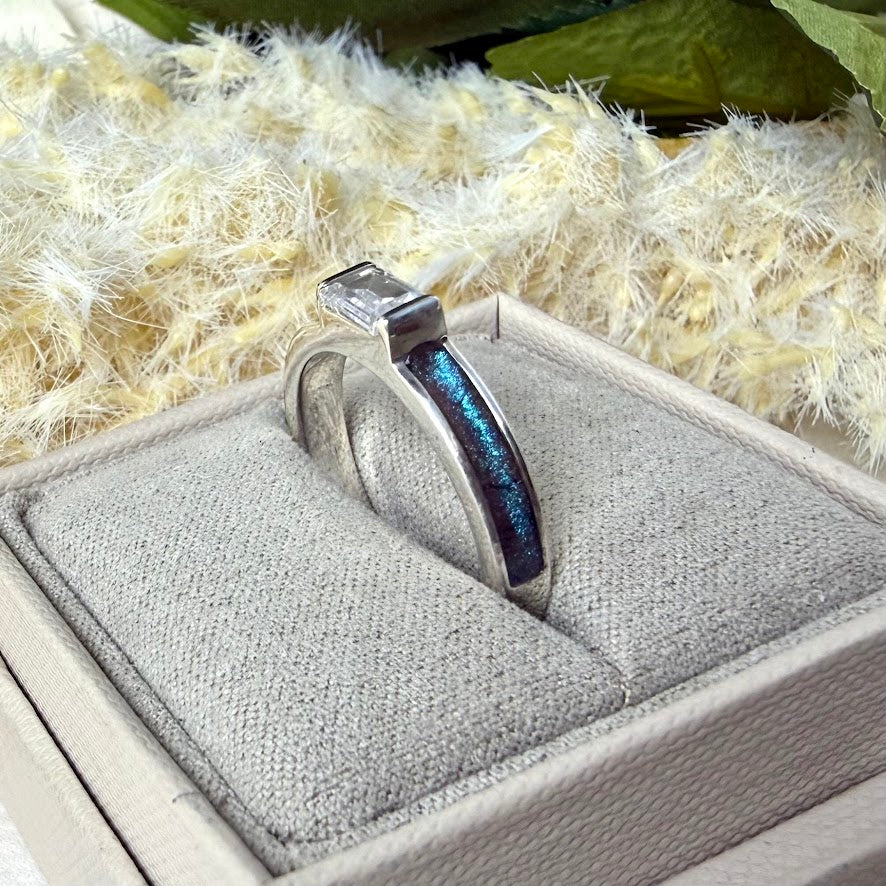 Sterling Silver Baguette Memorial Ring