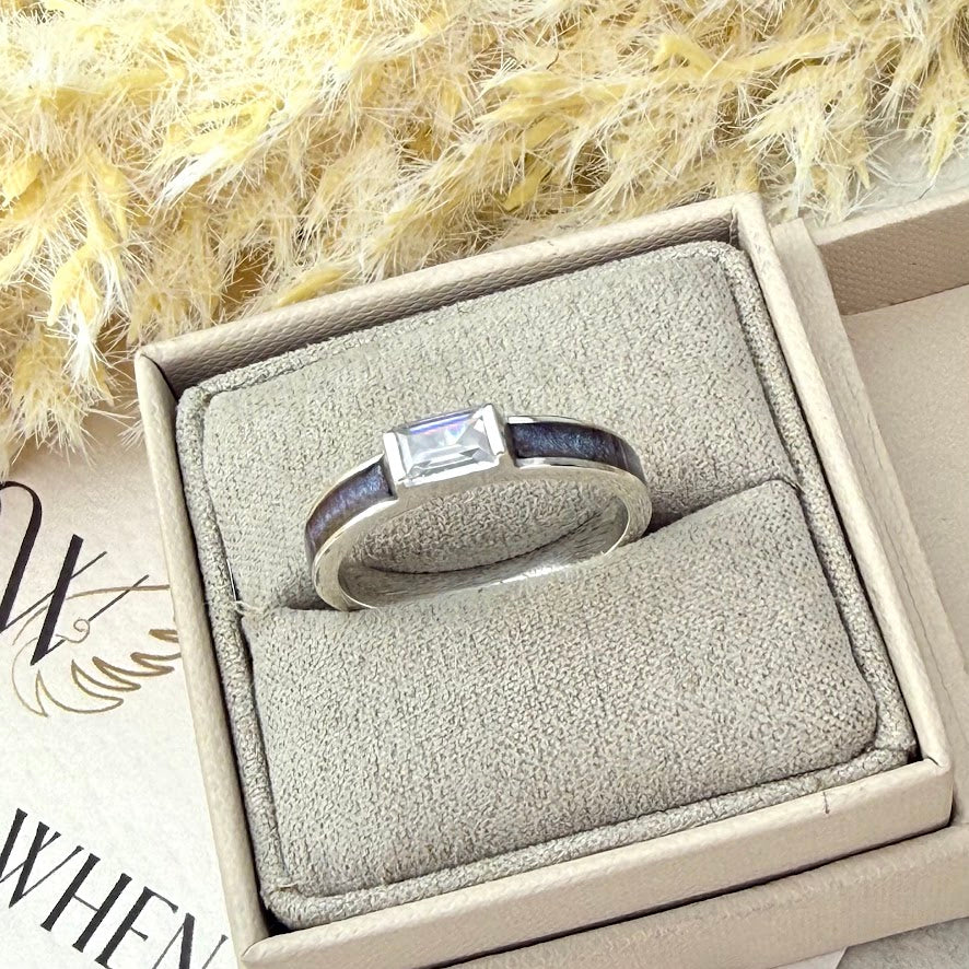 Sterling Silver Baguette Memorial Ring