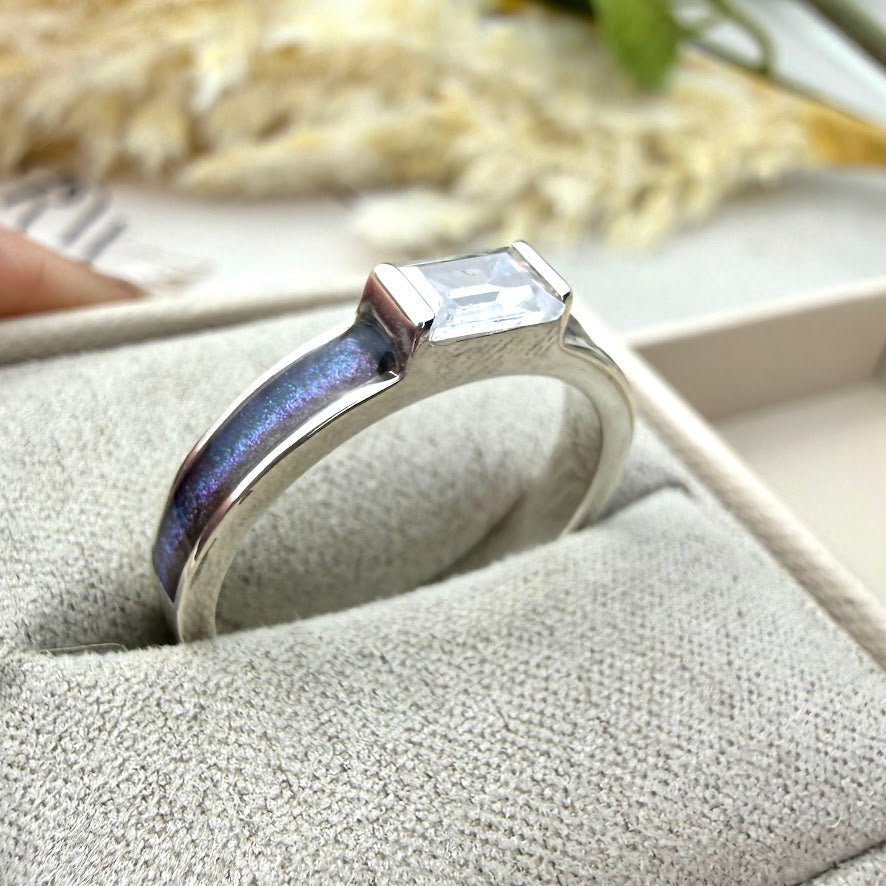 Sterling Silver Baguette Memorial Ring
