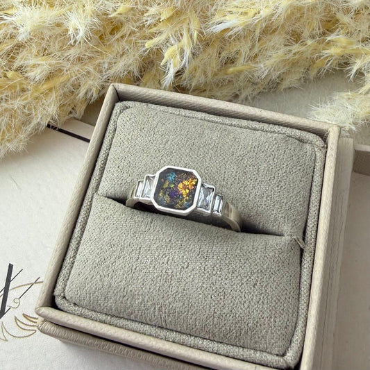 Sterling Silver Octagon Baguette Memorial Ring