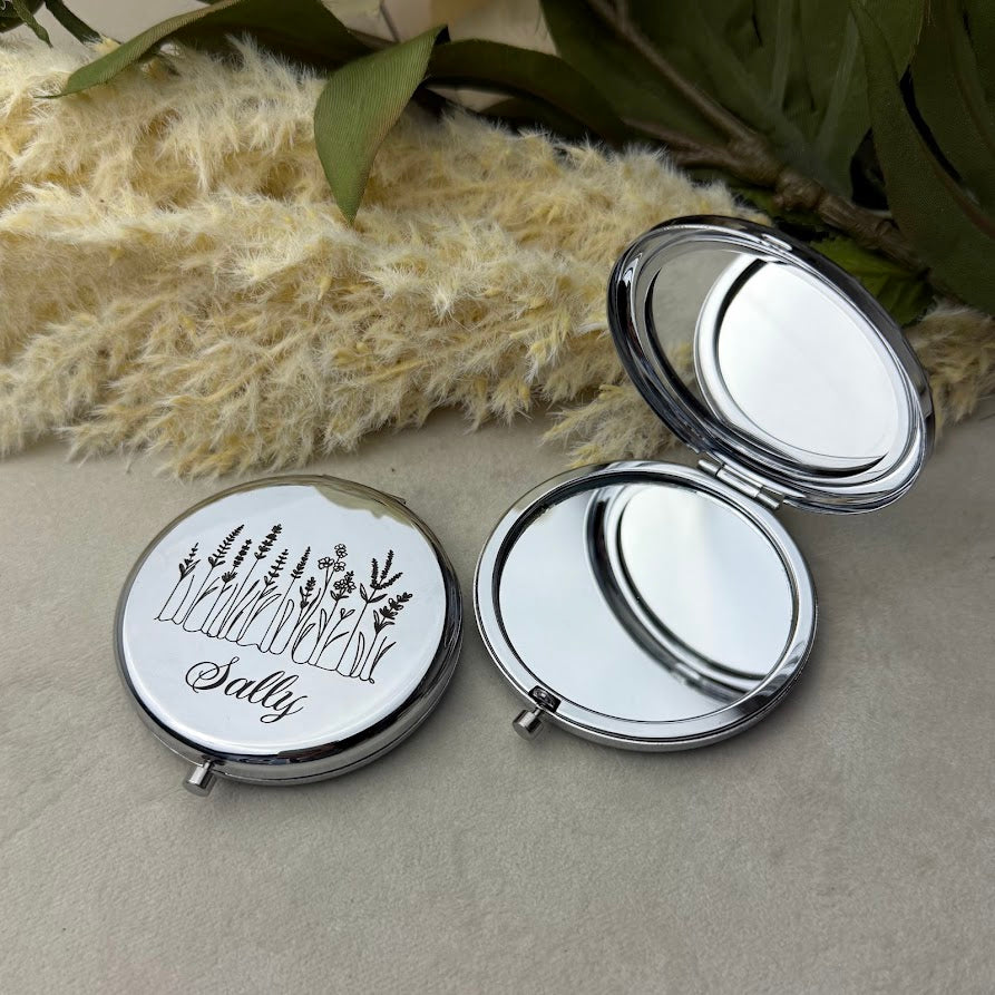 Engraved Stainless Keepsake Compact Mirror