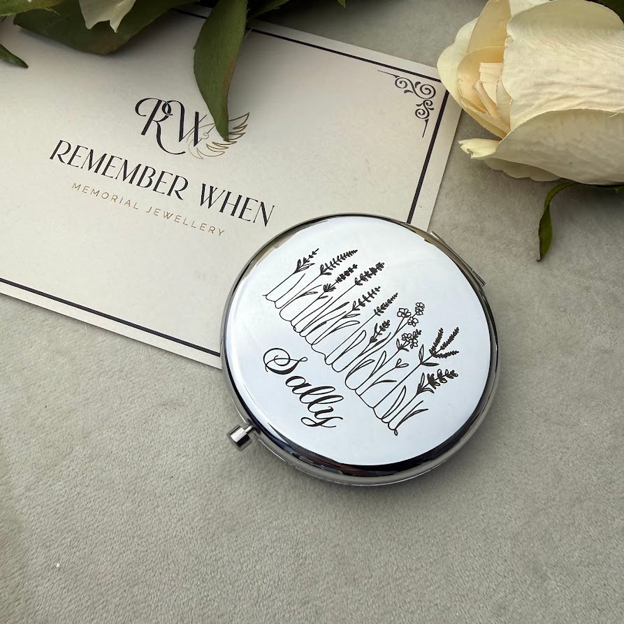 Engraved Stainless Keepsake Compact Mirror