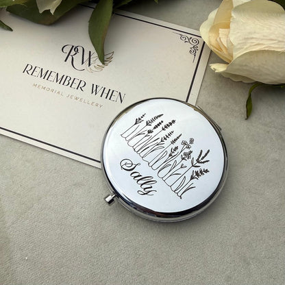 Engraved Stainless Keepsake Compact Mirror