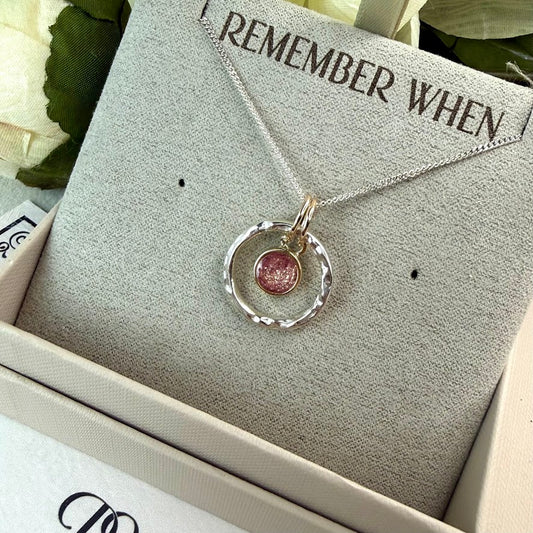 Sterling Silver / 9ct Gold Hammered Round Memorial Pendant