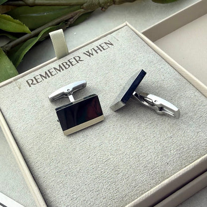 Stainless Steel Engraved / Personal Handwriting Rectangle Cufflinks