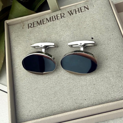 Stainless Steel Engraved / Personal Handwriting Oval Cufflinks