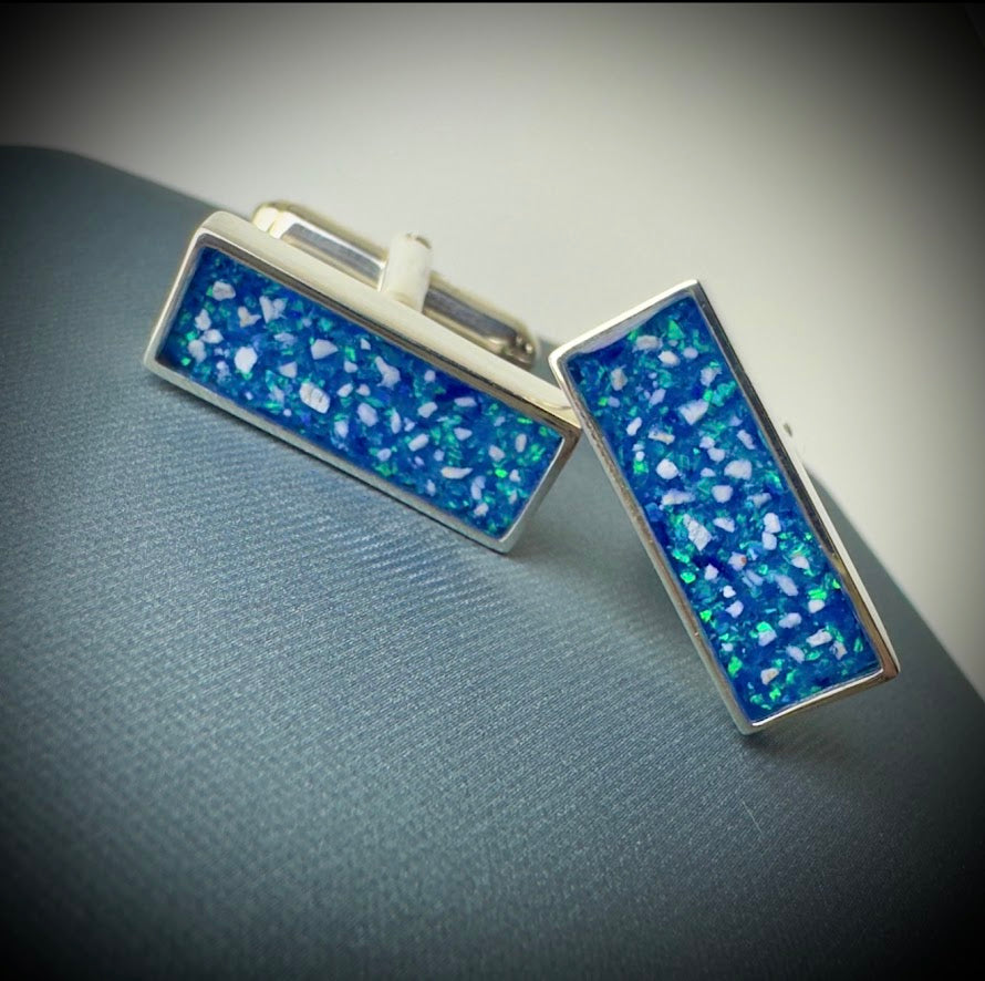 Sterling Silver Rectangle Memorial Cufflinks