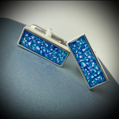 Sterling Silver Rectangle Memorial Cufflinks