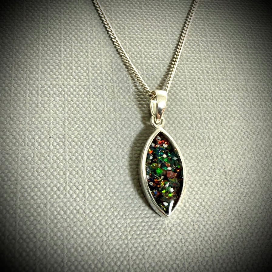 Sterling Silver Marquise Memorial Pendant