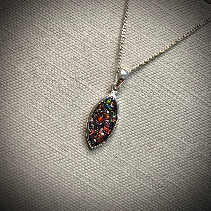 Sterling Silver Marquise Memorial Pendant