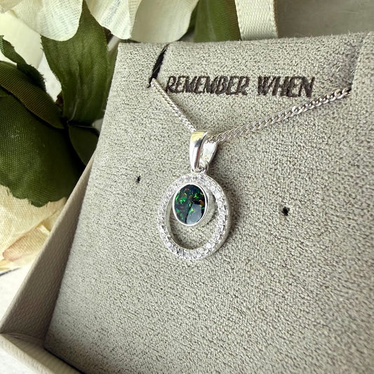Sterling Silver Crystal Surround Halo Memorial Pendant