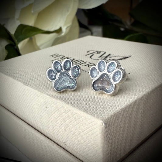Sterling Silver Paw Stud Memorial Earrings
