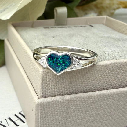 Sterling silver Double Crystal Heart Memorial Ring