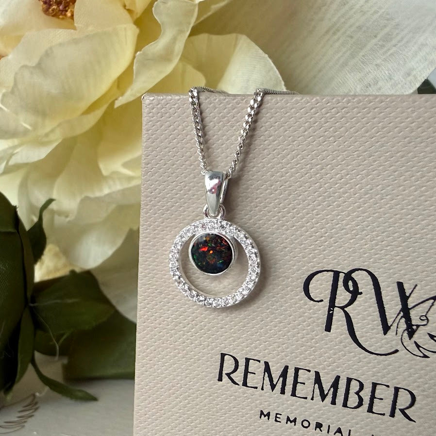 Sterling Silver Crystal Surround Halo Memorial Pendant