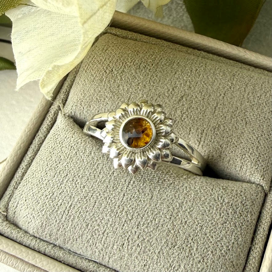 Sterling Silver Sunflower Memorial Ring