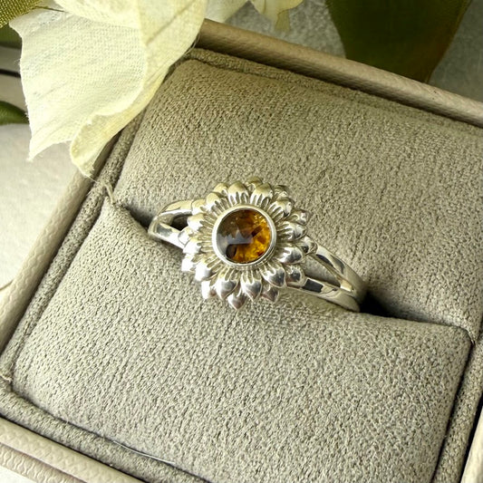 Sterling Silver Sunflower Memorial Ring