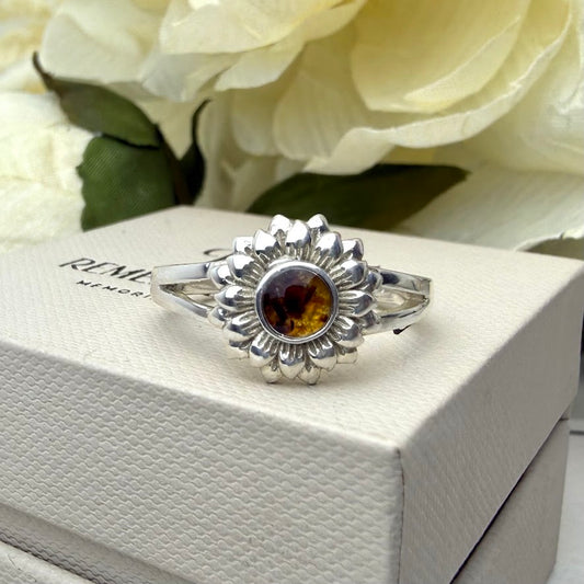Sterling Silver Sunflower Memorial Ring