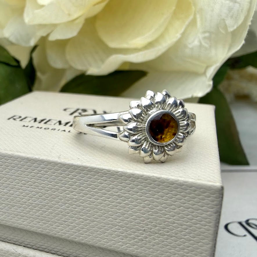 Sterling Silver Sunflower Memorial Ring
