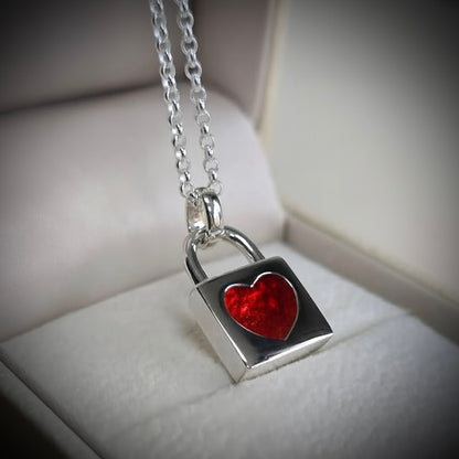 Sterling Silver Love Padlock Memorial Pendant 