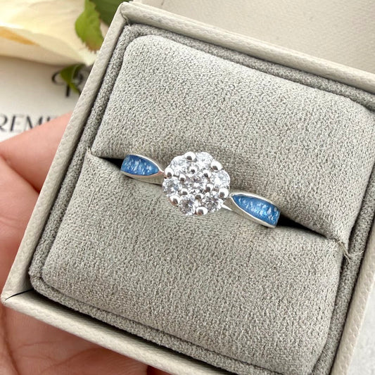 Sterling Silver Crystal Cluster Memorial Ring