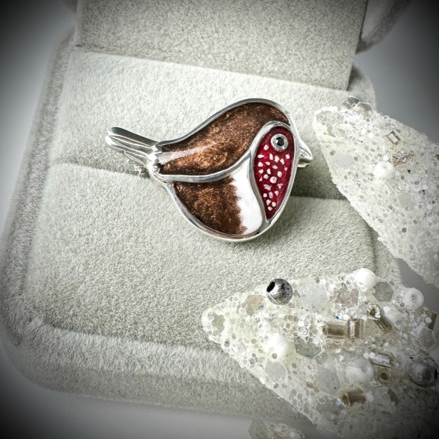 Sterling Silver Robin Memorial Brooch / Pin