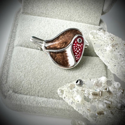 Sterling Silver Robin Memorial Brooch / Pin