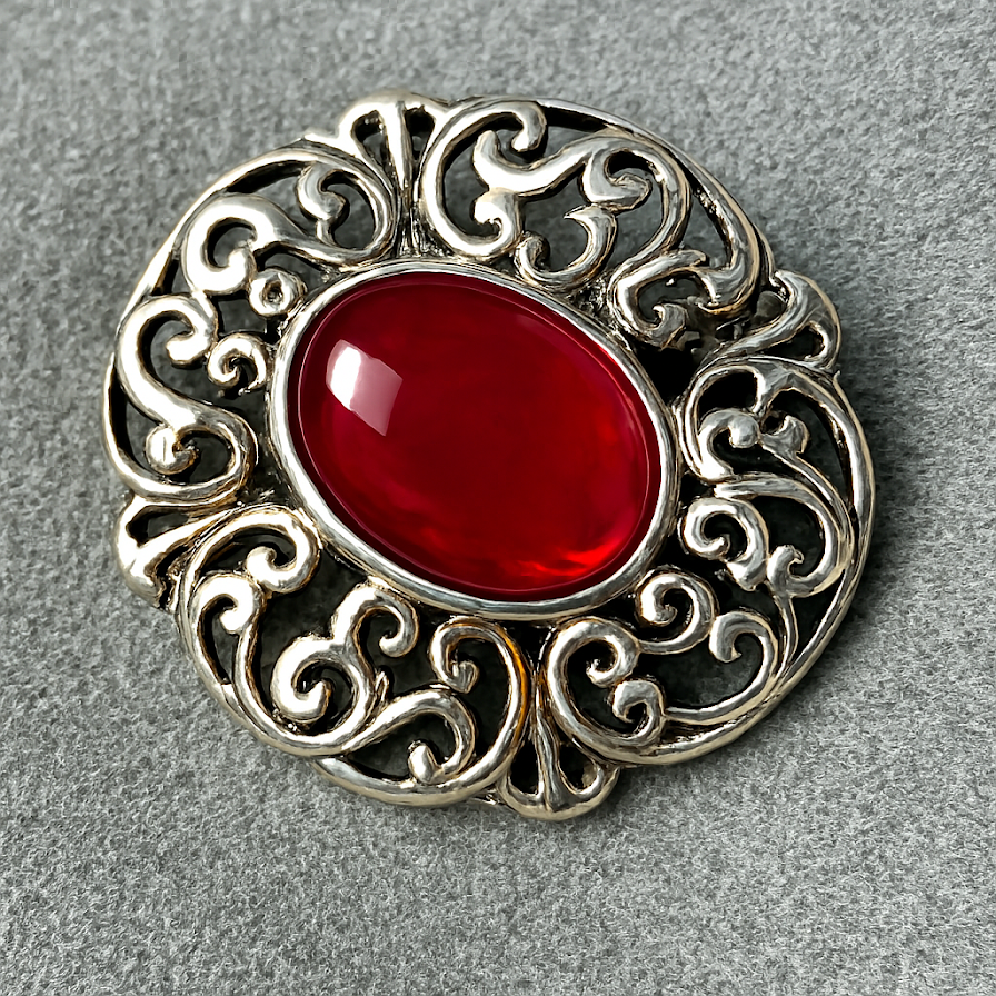 Sterling Silver Vintage Flower Memorial Brooch / Pin