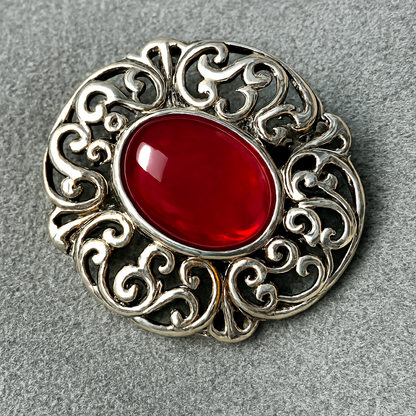 Sterling Silver Vintage Flower Memorial Brooch / Pin