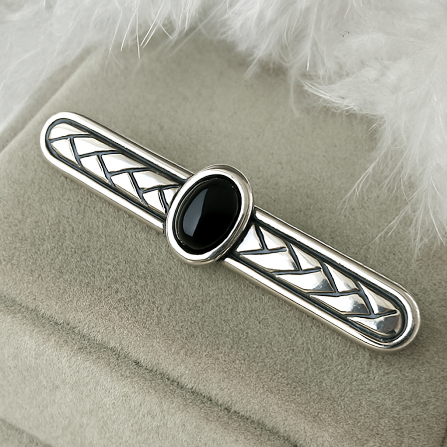 Sterling Silver Vintage Plaited Memorial Brooch / Pin