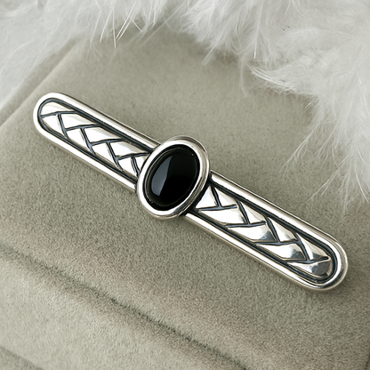 Sterling Silver Vintage Plaited Memorial Brooch / Pin