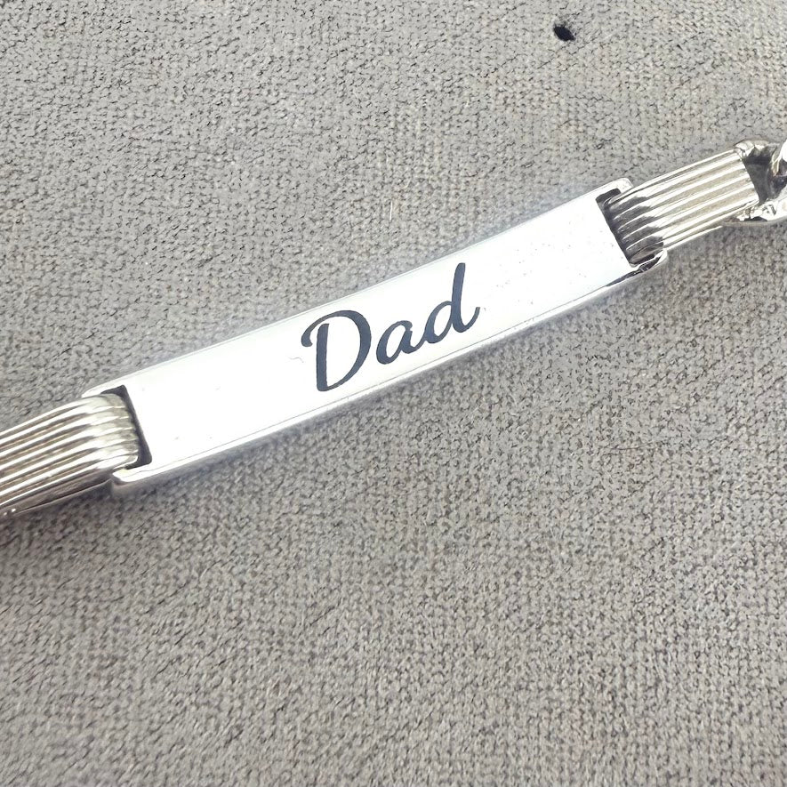 Sterling Silver Curb Memorial Bracelet