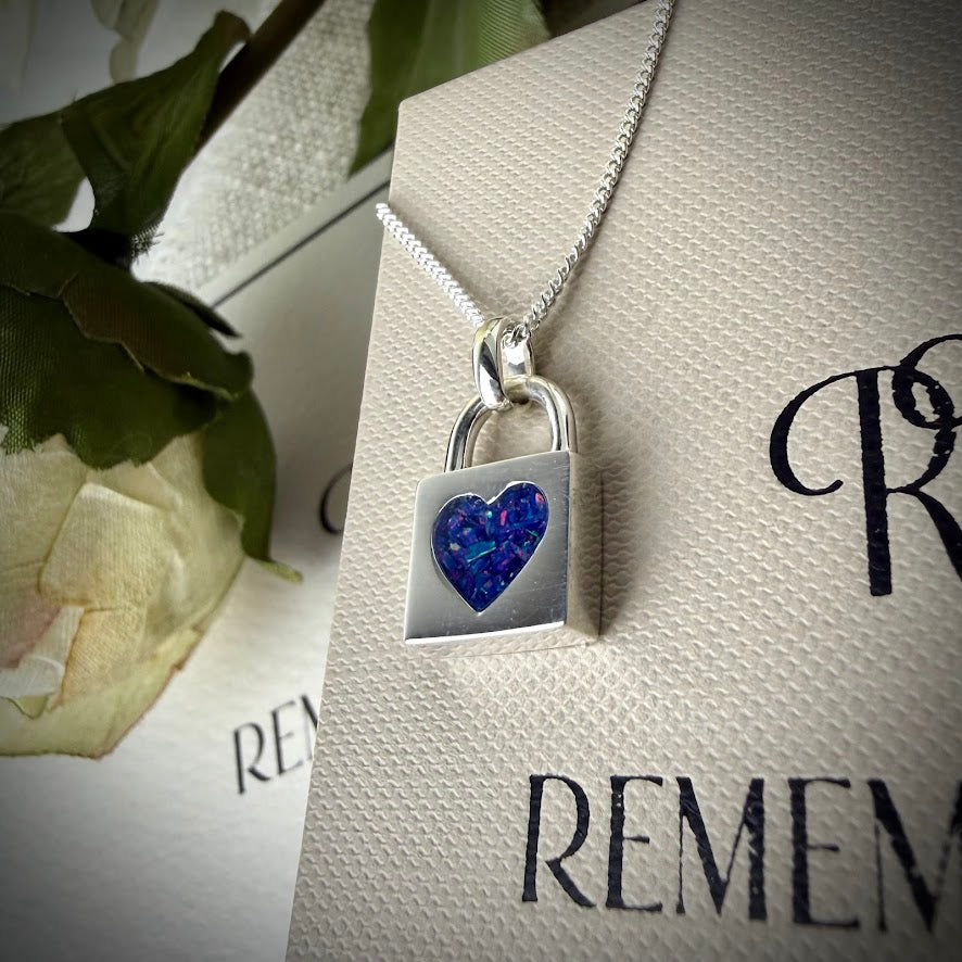 Sterling Silver Love Padlock Memorial Pendant