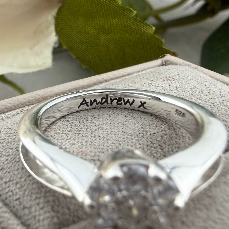 Sterling Silver Crystal Cluster Memorial Ring
