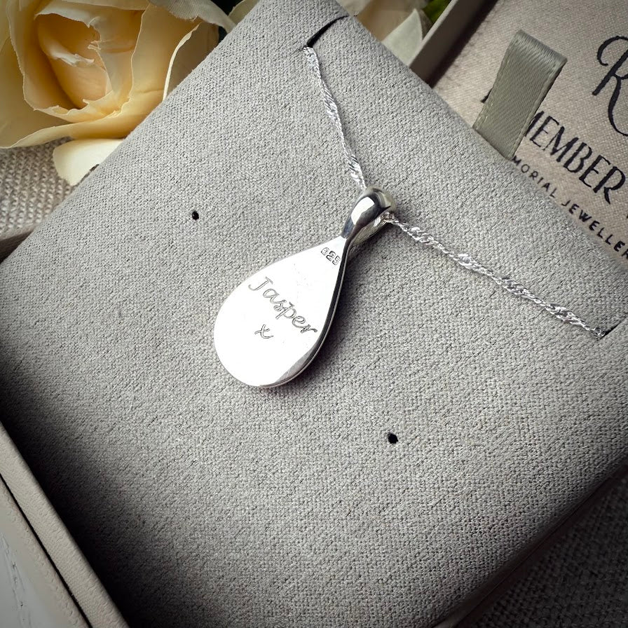 Sterling Silver Solid Teardrop Memorial Pendant