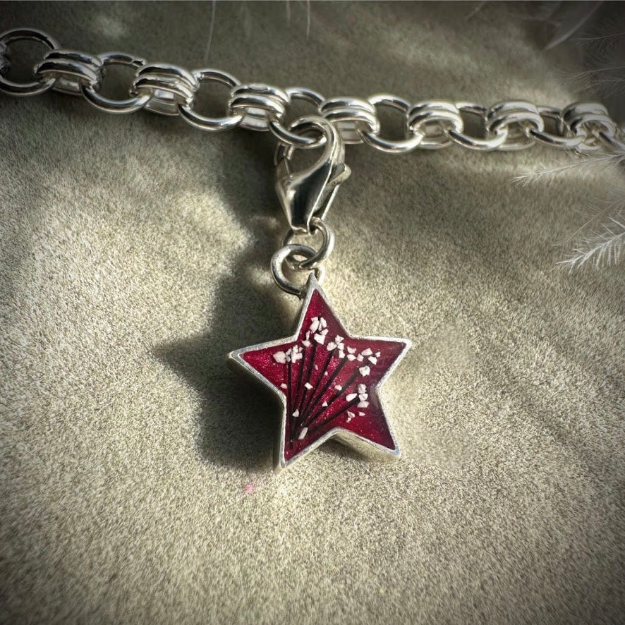 Sterling Silver Clip On Star Bracelet Memorial Charm