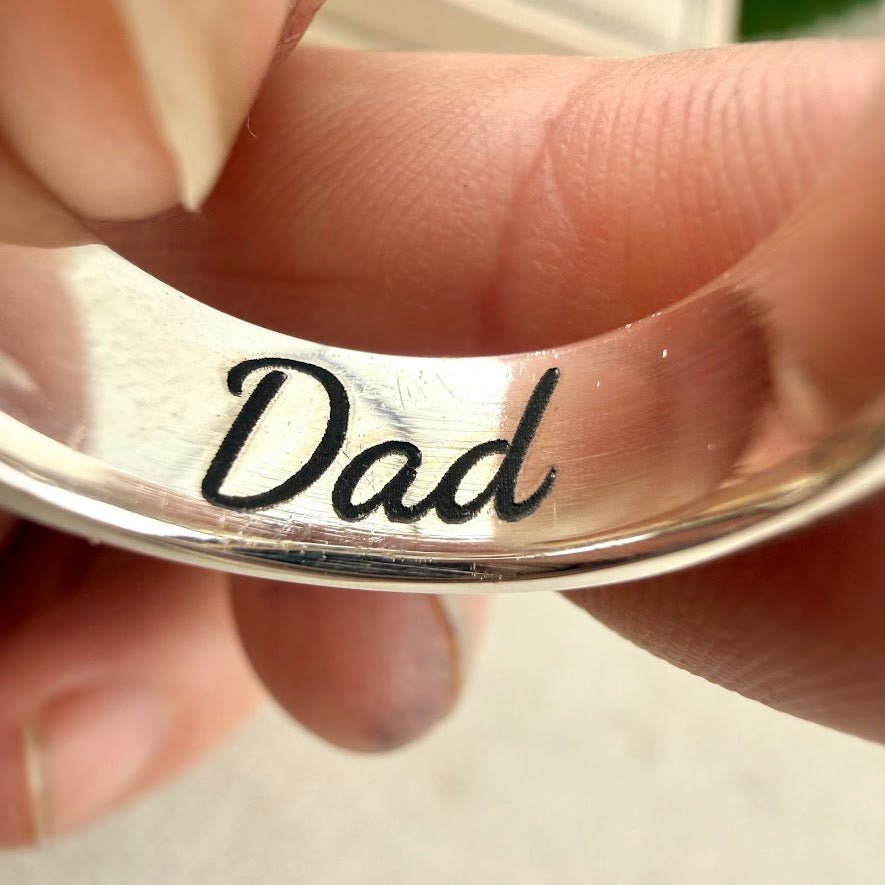 Sterling Silver 6mm Crystal Almond Channel Memorial Ring