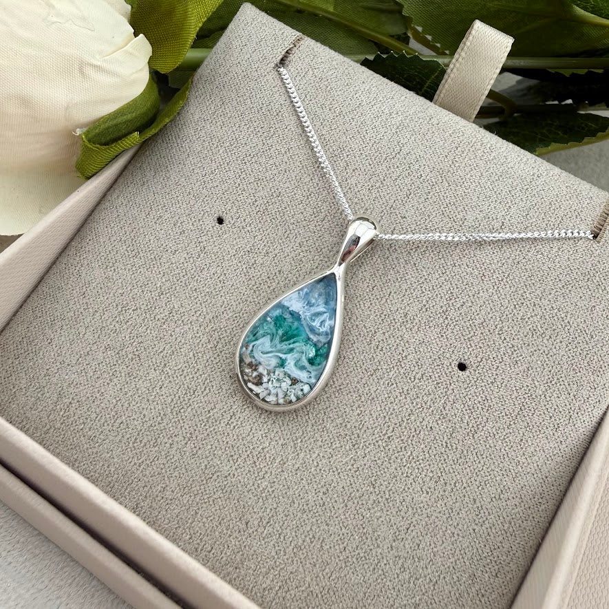 Sterling Silver Solid Teardrop Memorial Pendant