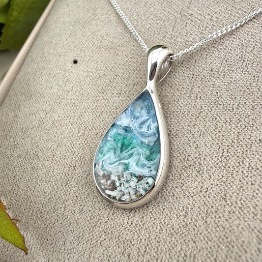 Sterling Silver Solid Teardrop Memorial Pendant