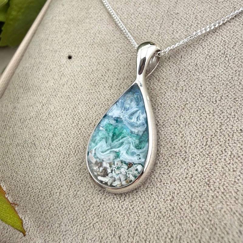 Sterling Silver Solid Teardrop Memorial Pendant