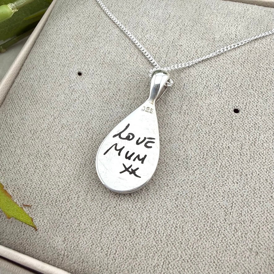 Sterling Silver Solid Teardrop Memorial Pendant