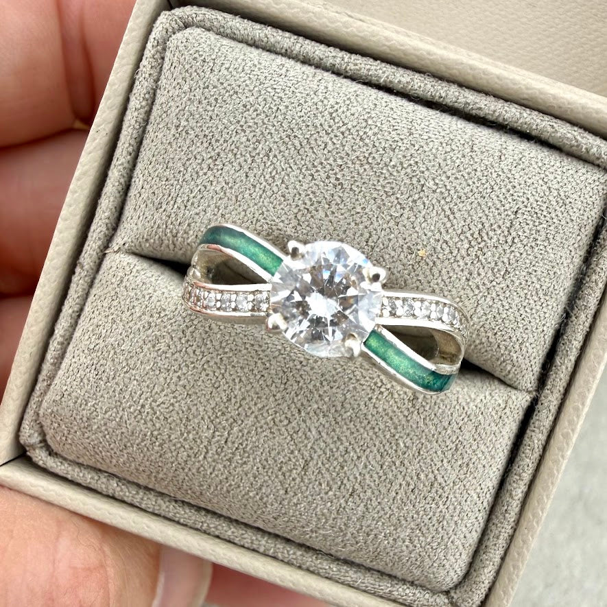 Sterling Silver Solitaire Infinity Memorial Ring
