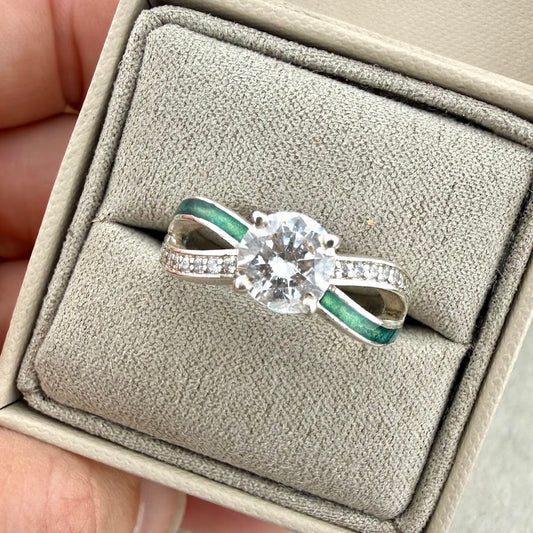 Sterling Silver Solitaire Infinity Memorial Ring