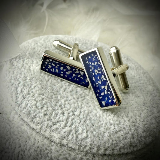 Sterling Silver Rectangle Memorial Cufflinks
