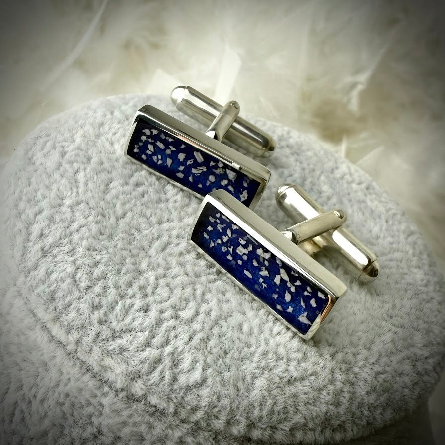 Sterling Silver Rectangle Memorial Cufflinks