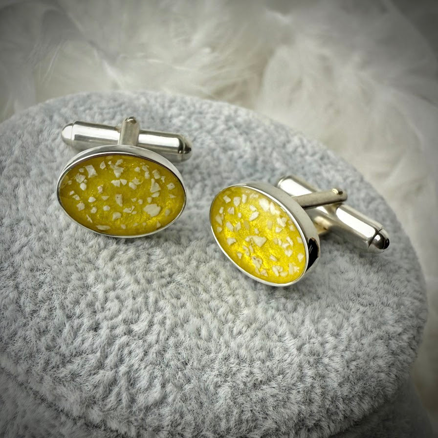 Sterling Silver Oval Memorial Cufflinks