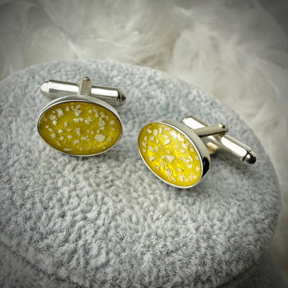 Sterling Silver Oval Memorial Cufflinks