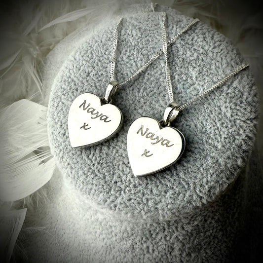Sterling Silver Split Heart Memorial Pendant